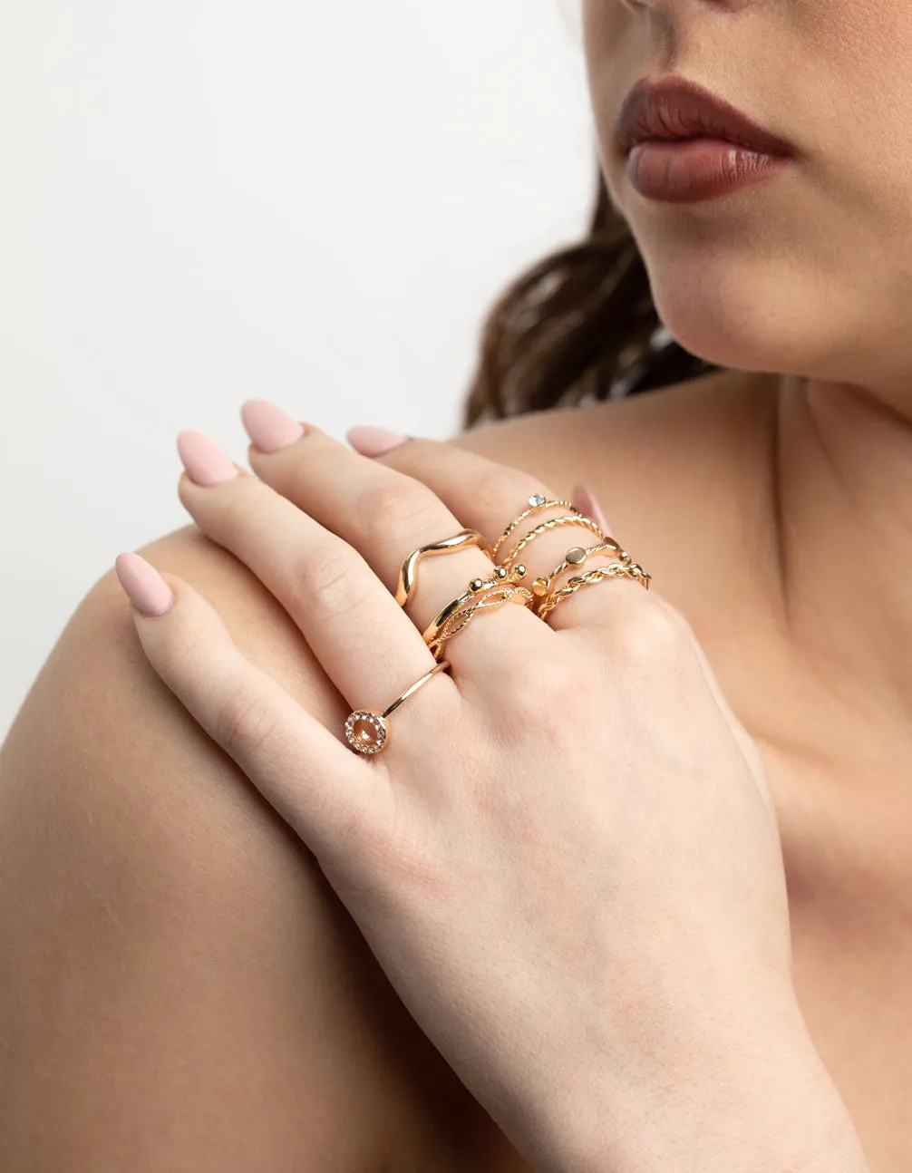 Gold Twisted Ring Stack Pack