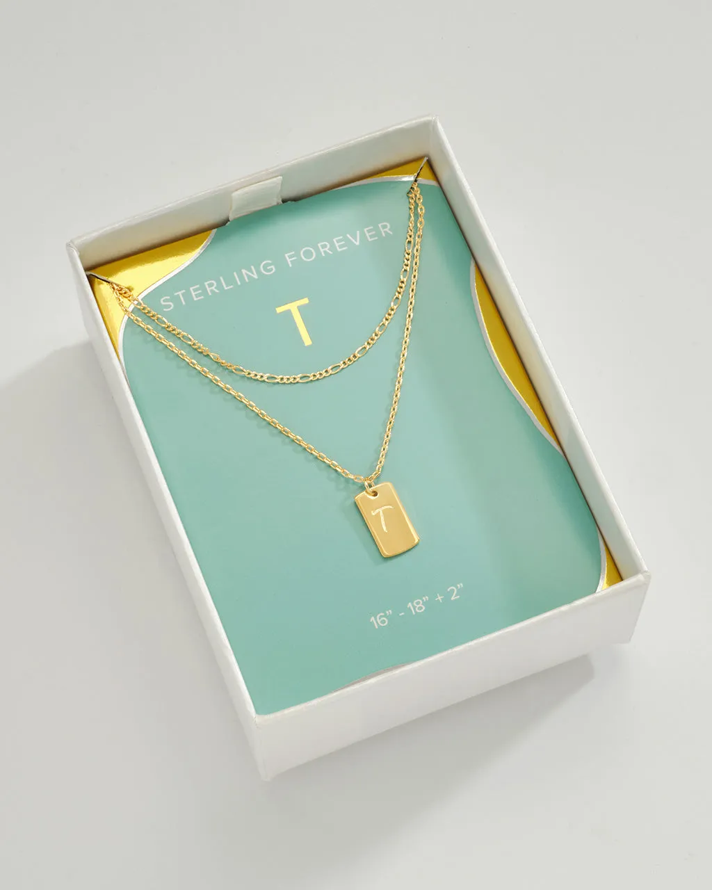 Initial Tag Layered Chain Necklace