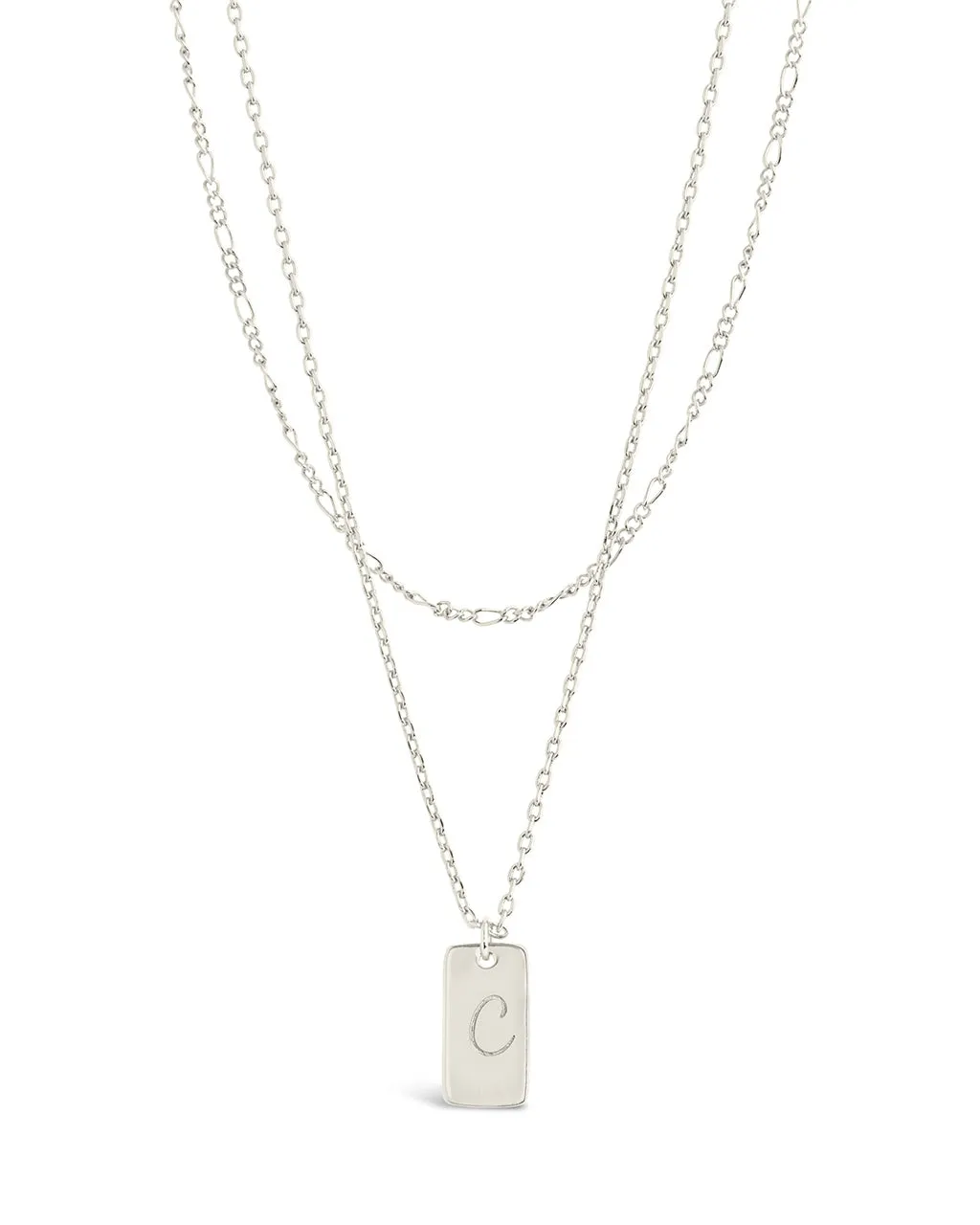 Initial Tag Layered Chain Necklace