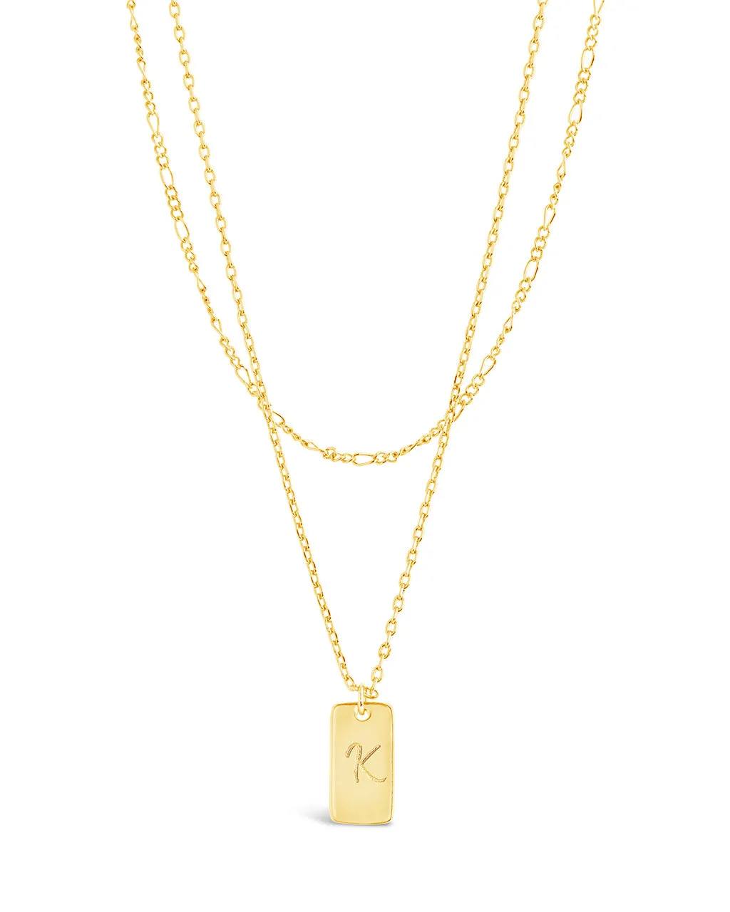 Initial Tag Layered Chain Necklace