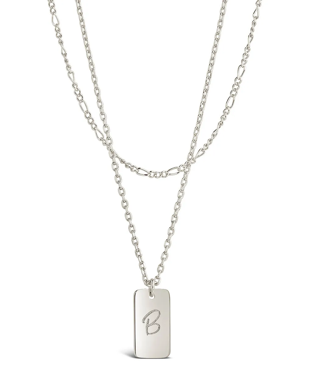 Initial Tag Layered Chain Necklace