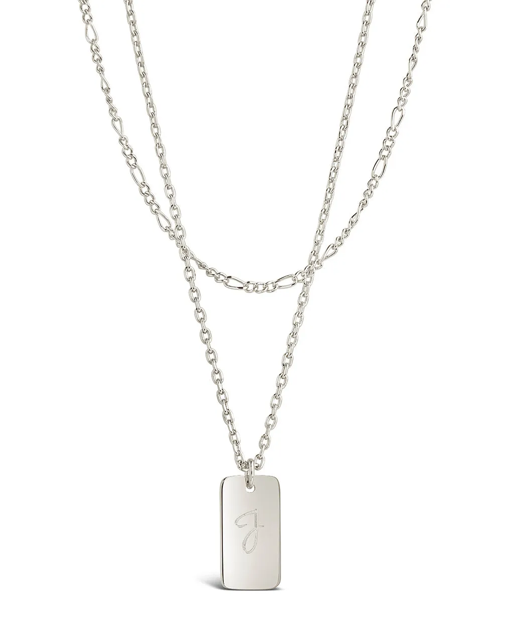 Initial Tag Layered Chain Necklace