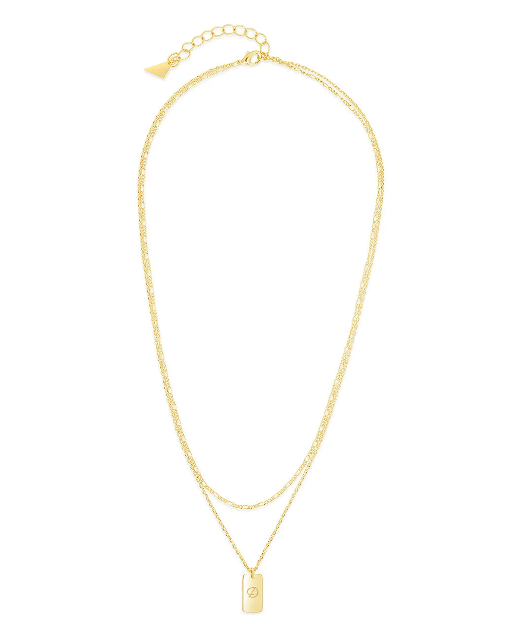 Initial Tag Layered Chain Necklace