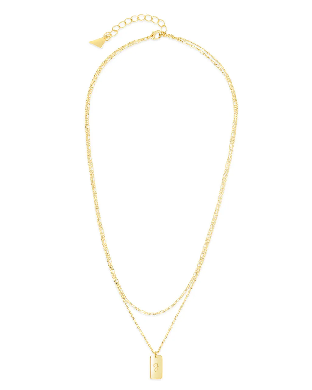 Initial Tag Layered Chain Necklace