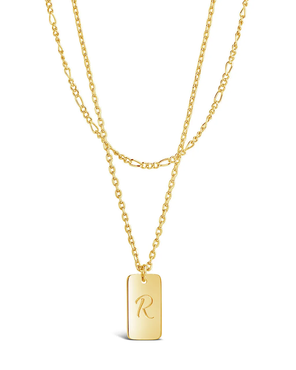 Initial Tag Layered Chain Necklace