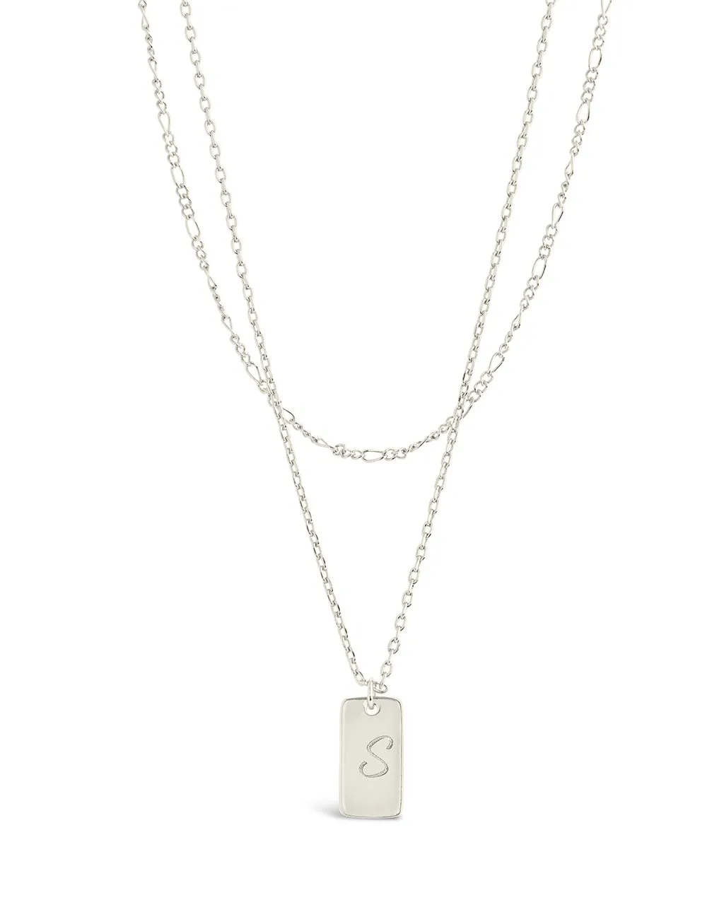 Initial Tag Layered Chain Necklace