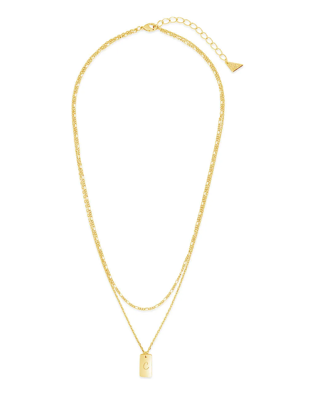 Initial Tag Layered Chain Necklace