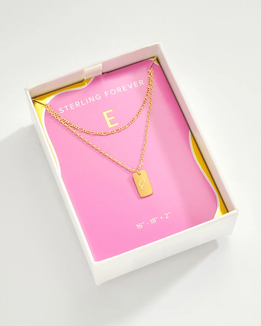 Initial Tag Layered Chain Necklace