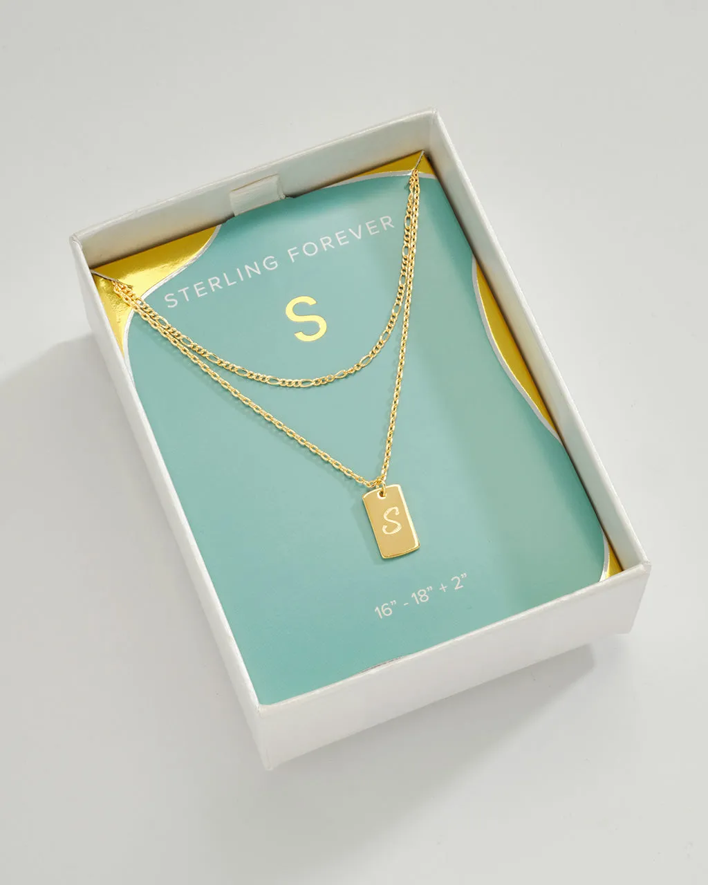 Initial Tag Layered Chain Necklace