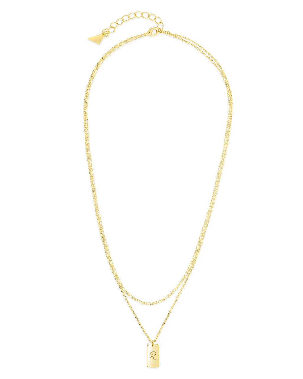 Initial Tag Layered Chain Necklace