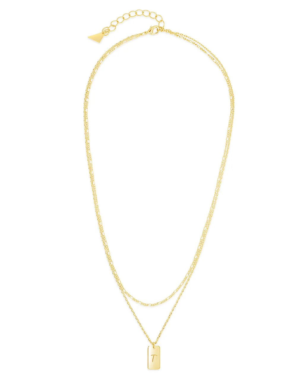 Initial Tag Layered Chain Necklace