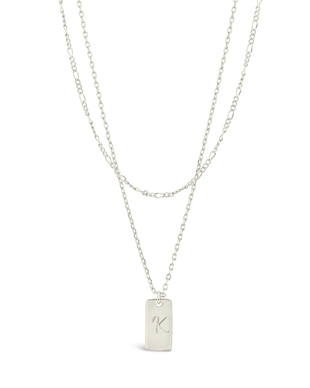 Initial Tag Layered Chain Necklace