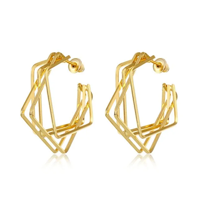 IPARAM Vintage Heavy Metal Alloy Drop Earrings Women's Gothic Punk Metal Geometry Statement Dangle Earings2021 Fashion Jewelry