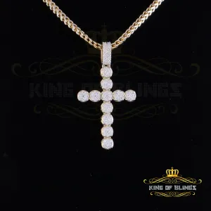 King Of Bling's Yellow Sterling Silver Charm 2.0ct VVS D Moissanite Cross Pendant Men's & Women