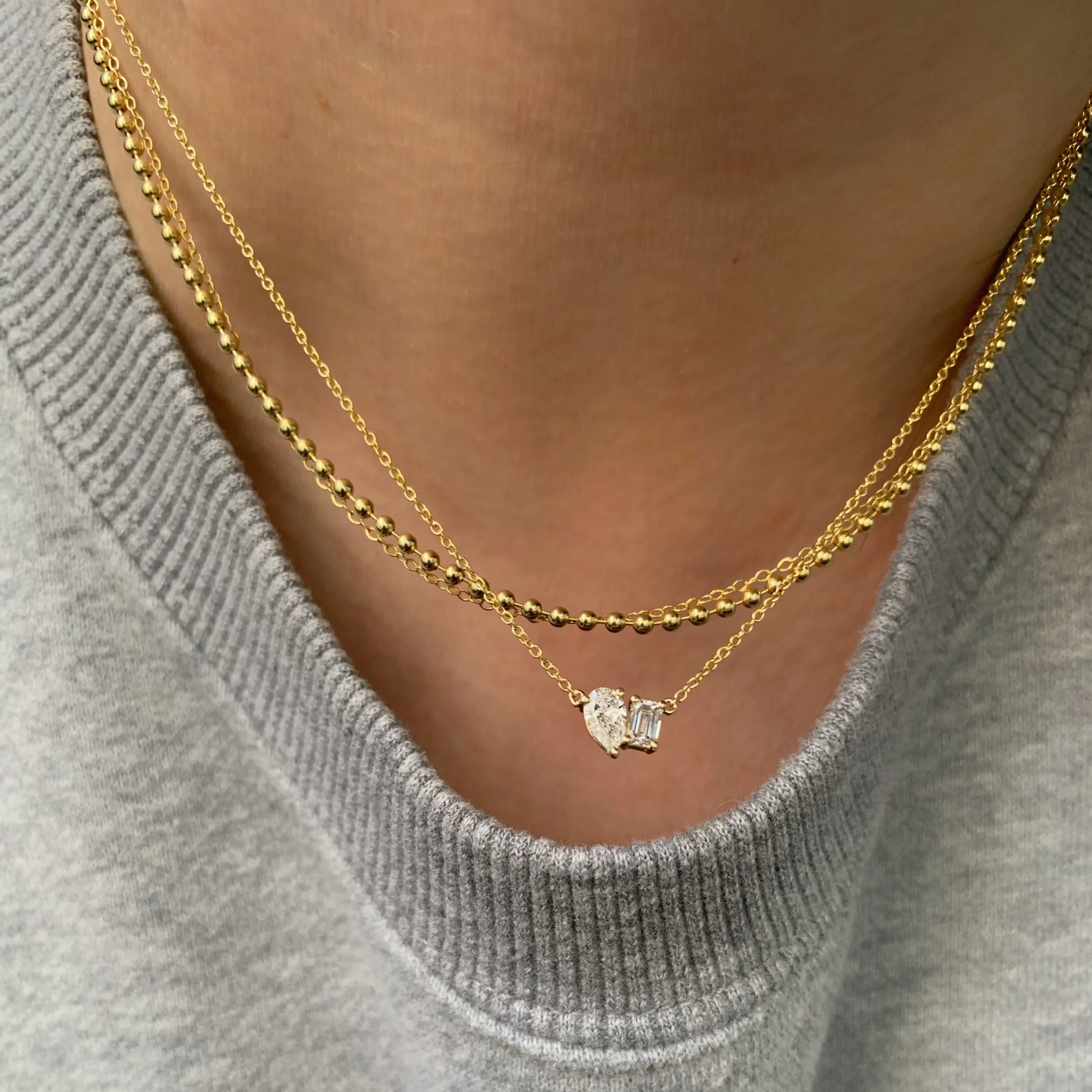 Lab Created Diamond 14K Gold Toi Et Moi Necklace