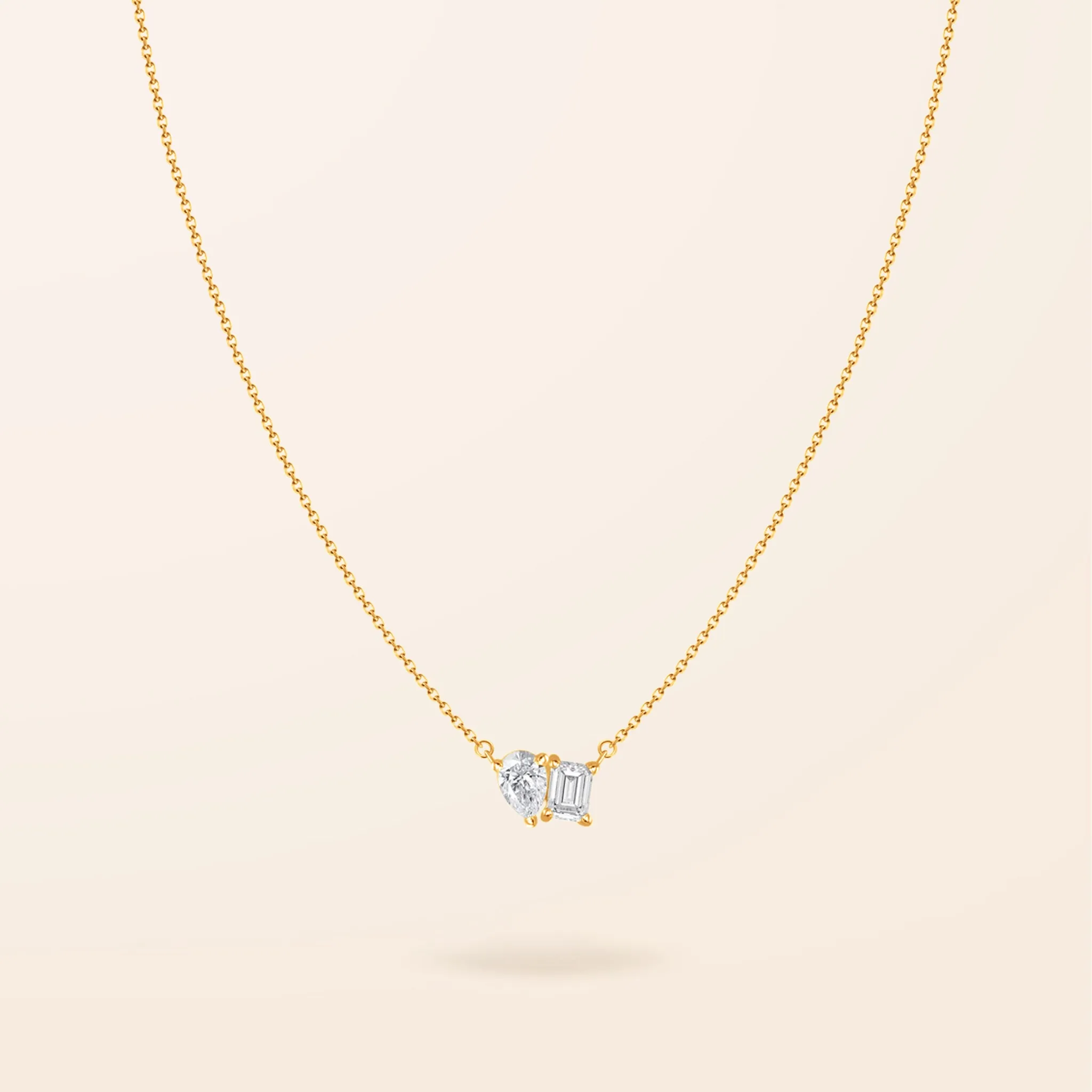 Lab Created Diamond 14K Gold Toi Et Moi Necklace