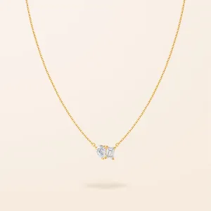 Lab Created Diamond 14K Gold Toi Et Moi Necklace