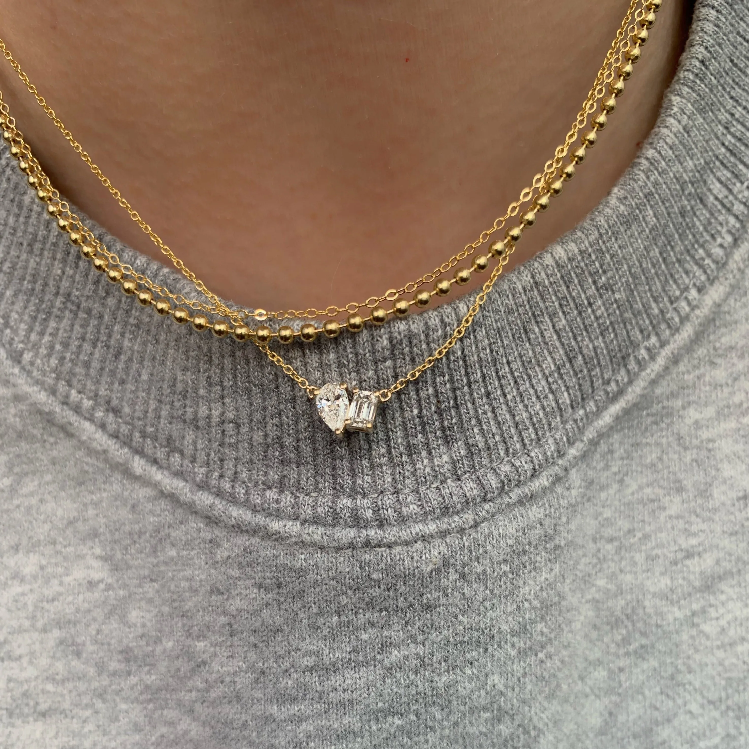 Lab Created Diamond 14K Gold Toi Et Moi Necklace