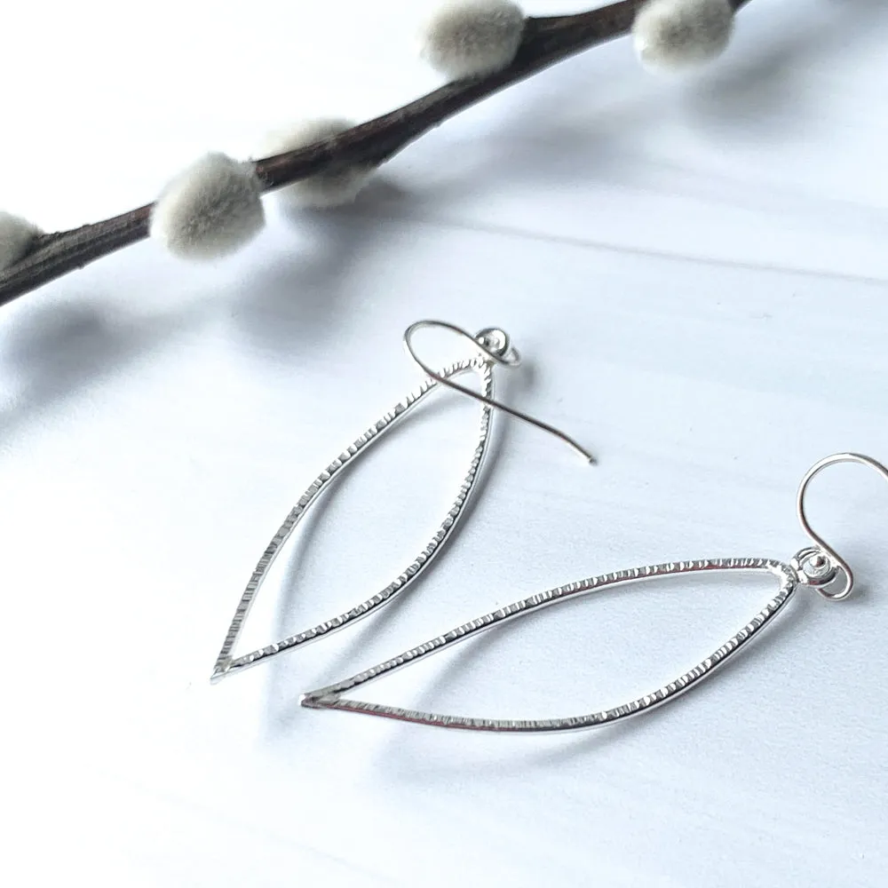 Leaf Silver Hoop Earrings - RIPPLE