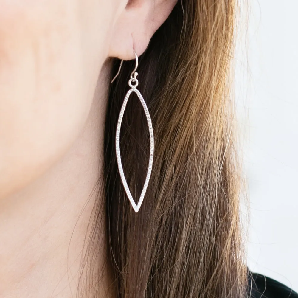 Leaf Silver Hoop Earrings - RIPPLE