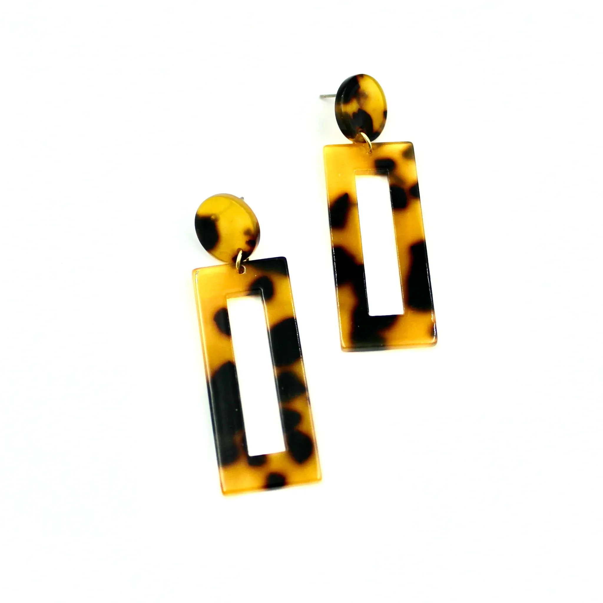 Long Rectangle Tortoiseshell Earrings