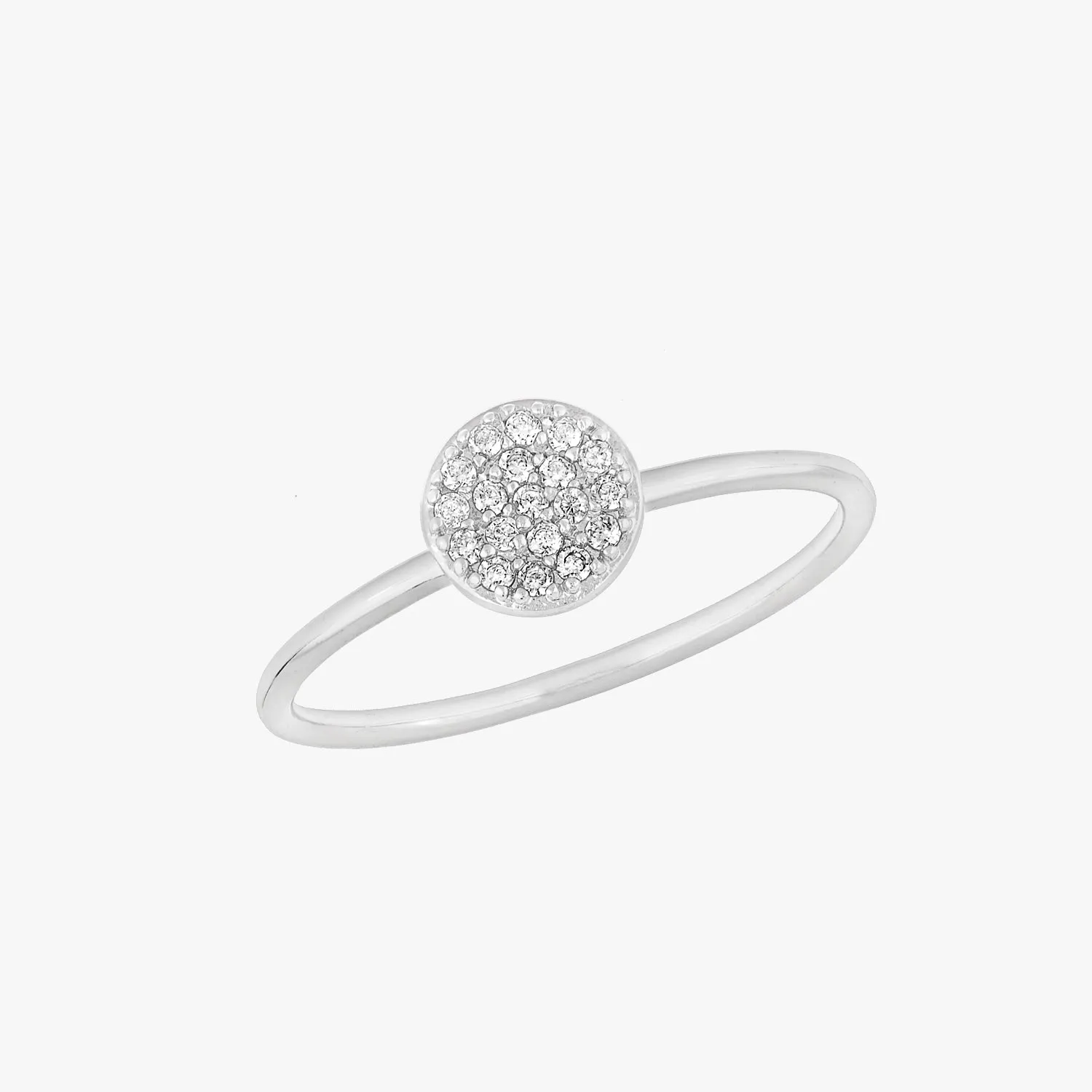 Mini Pave Disc Ring Silver