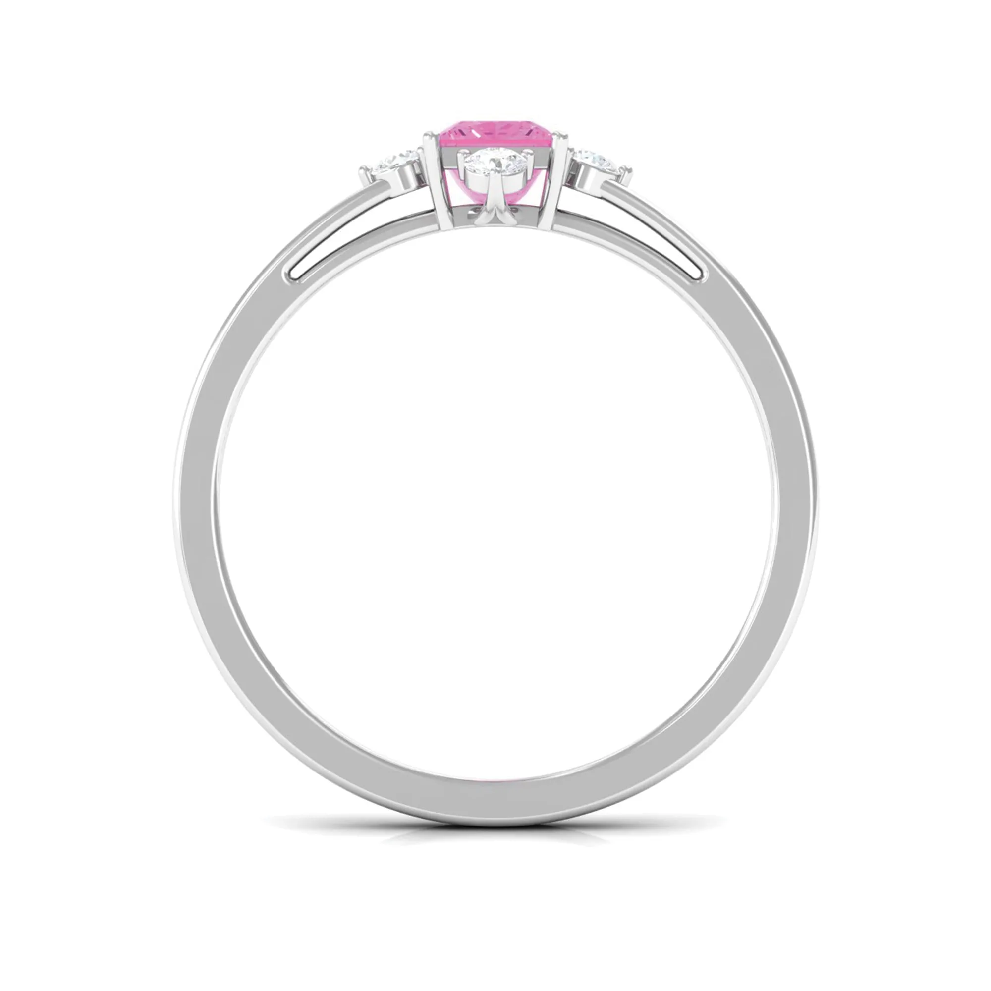 Minimal Princess Cut Pink Sapphire and Diamond Promise Ring