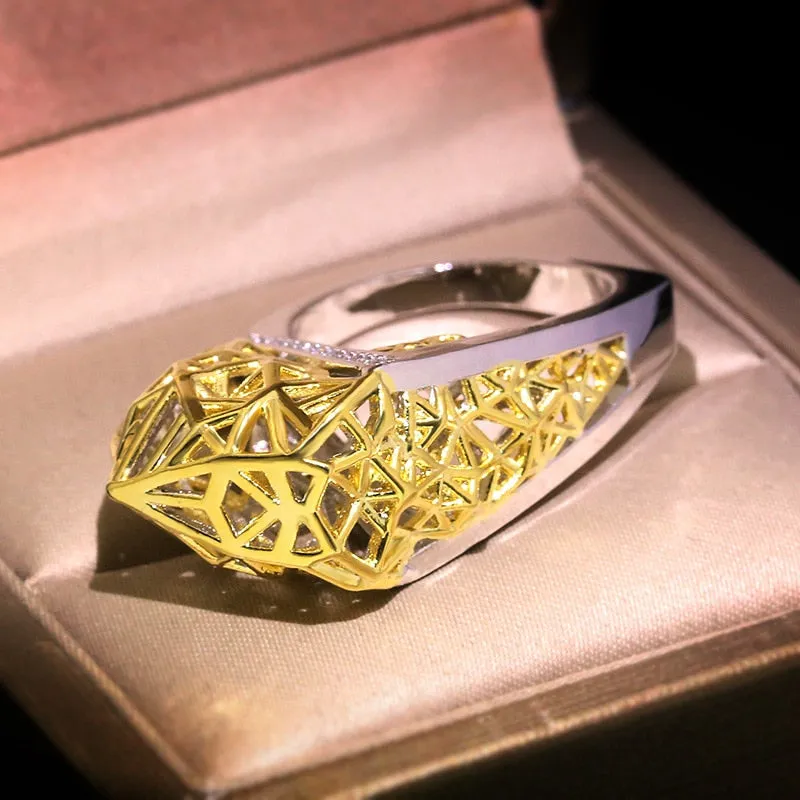 Modern Unique Bird Nest Hollow Network Ring