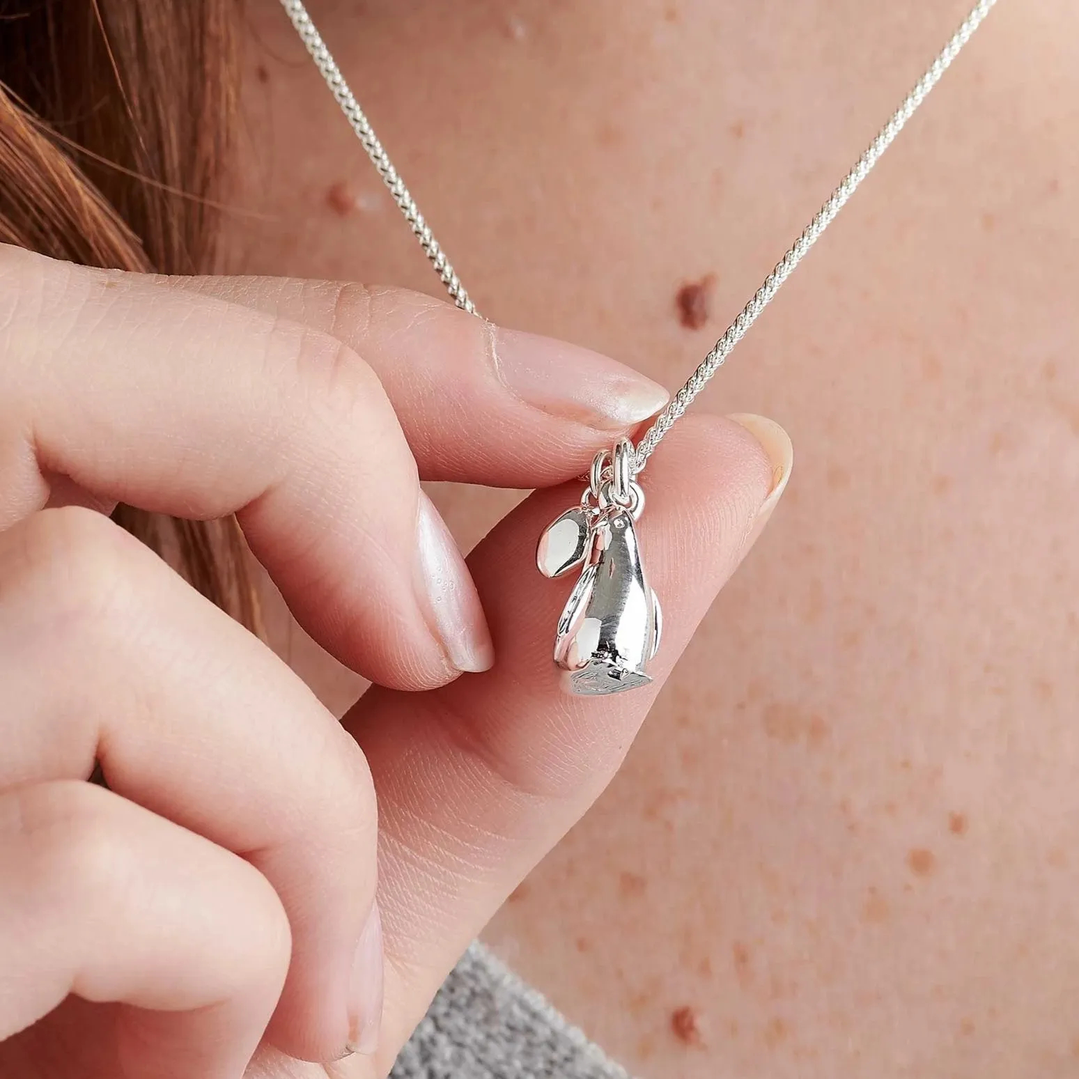 Penguin & Pebble Love Token Personalised Silver Necklace