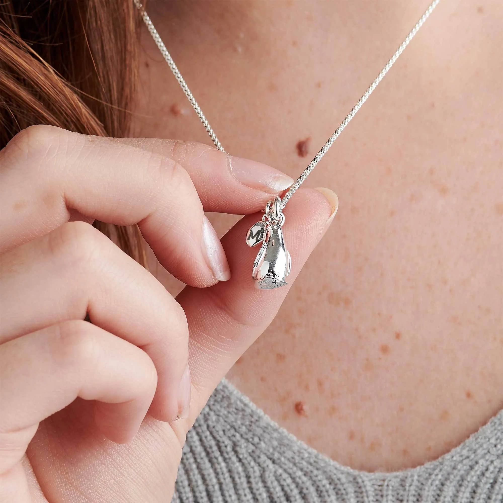 Penguin & Pebble Love Token Personalised Silver Necklace