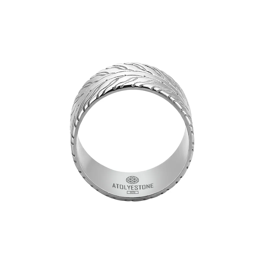 Premium Tire Tread Ring in Silver