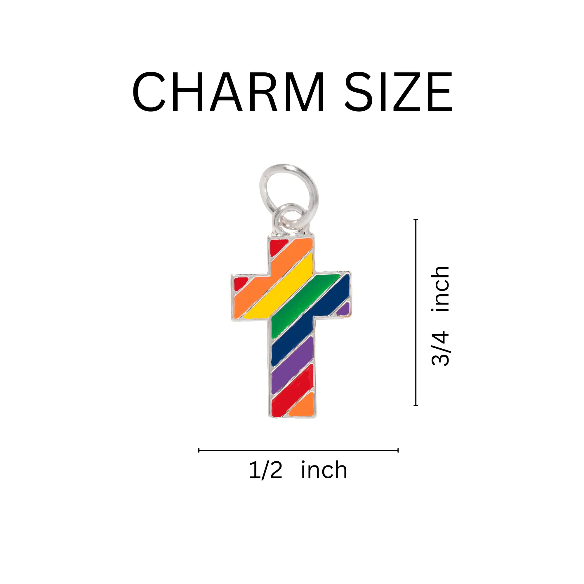 Rainbow Striped Cross Shape Charm Necklaces