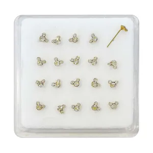 Rhinestone Sterling Gold Nose Rings (1 unit)