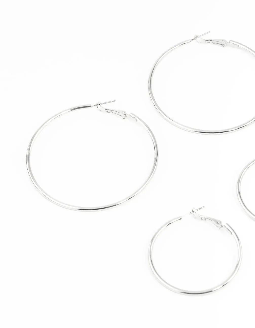 Rhodium Mixed Hoop Earring Pack