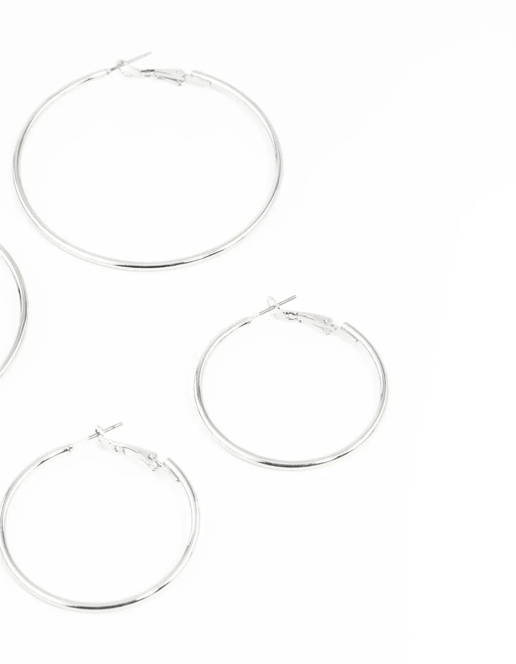 Rhodium Mixed Hoop Earring Pack