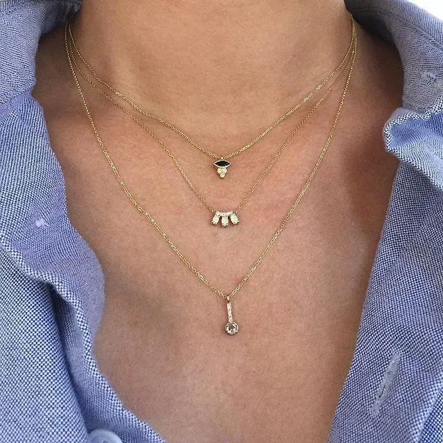 Rose Cut Diamond Drop Necklace (ready to ship option)*