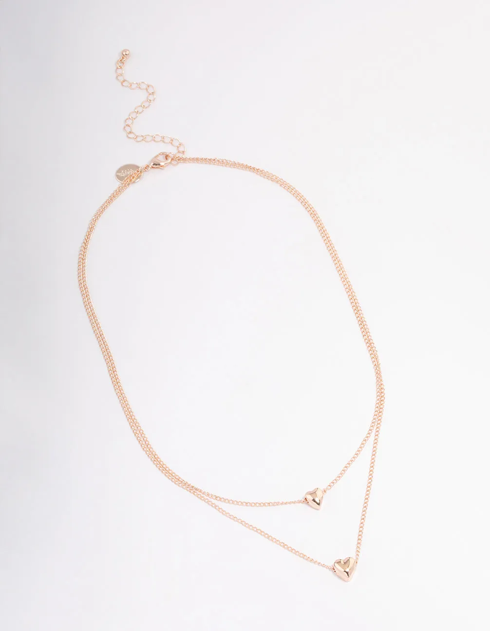 Rose Gold Heart Double Row Necklace