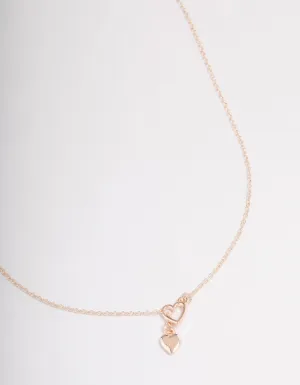 Rose Gold Heart Threader Necklace