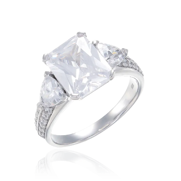 Shimmering Ring with Emerald Cut Stone