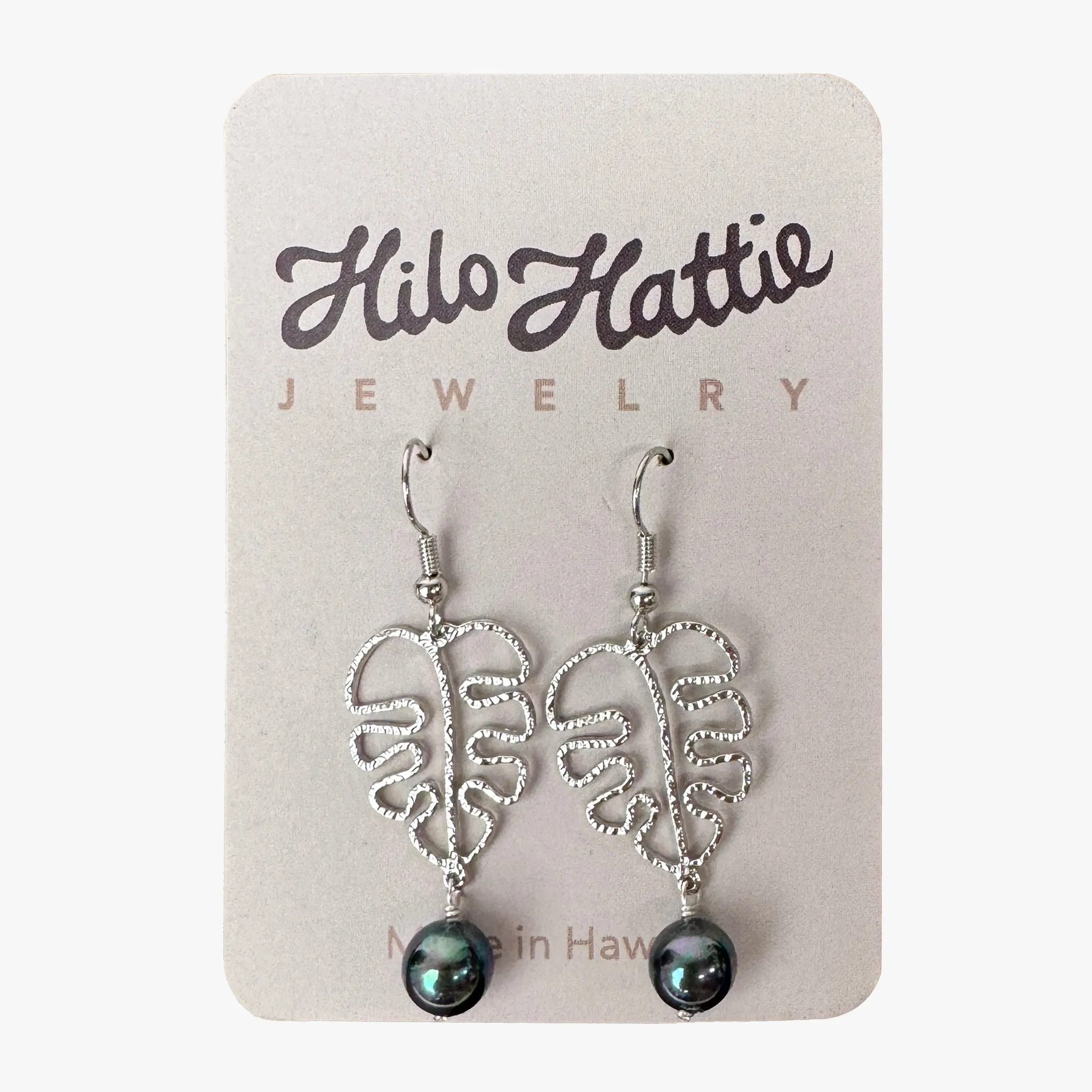 Silver Monstera Pearl Drops