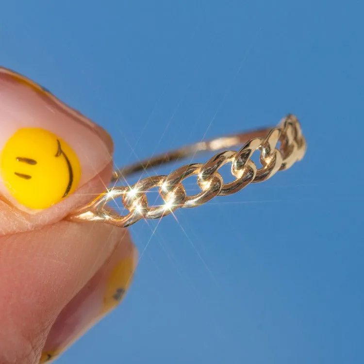 Solid Gold Chain Link Ring