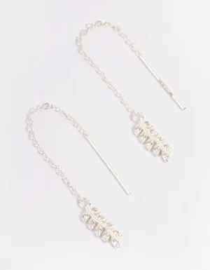 Sterling Silver Leaf Thread Earrings