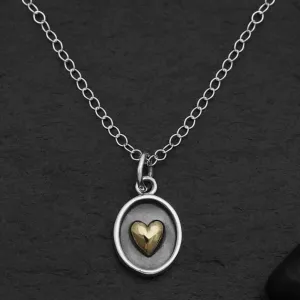 Sterling Silver Shadowbox With Bronze Heart Necklace