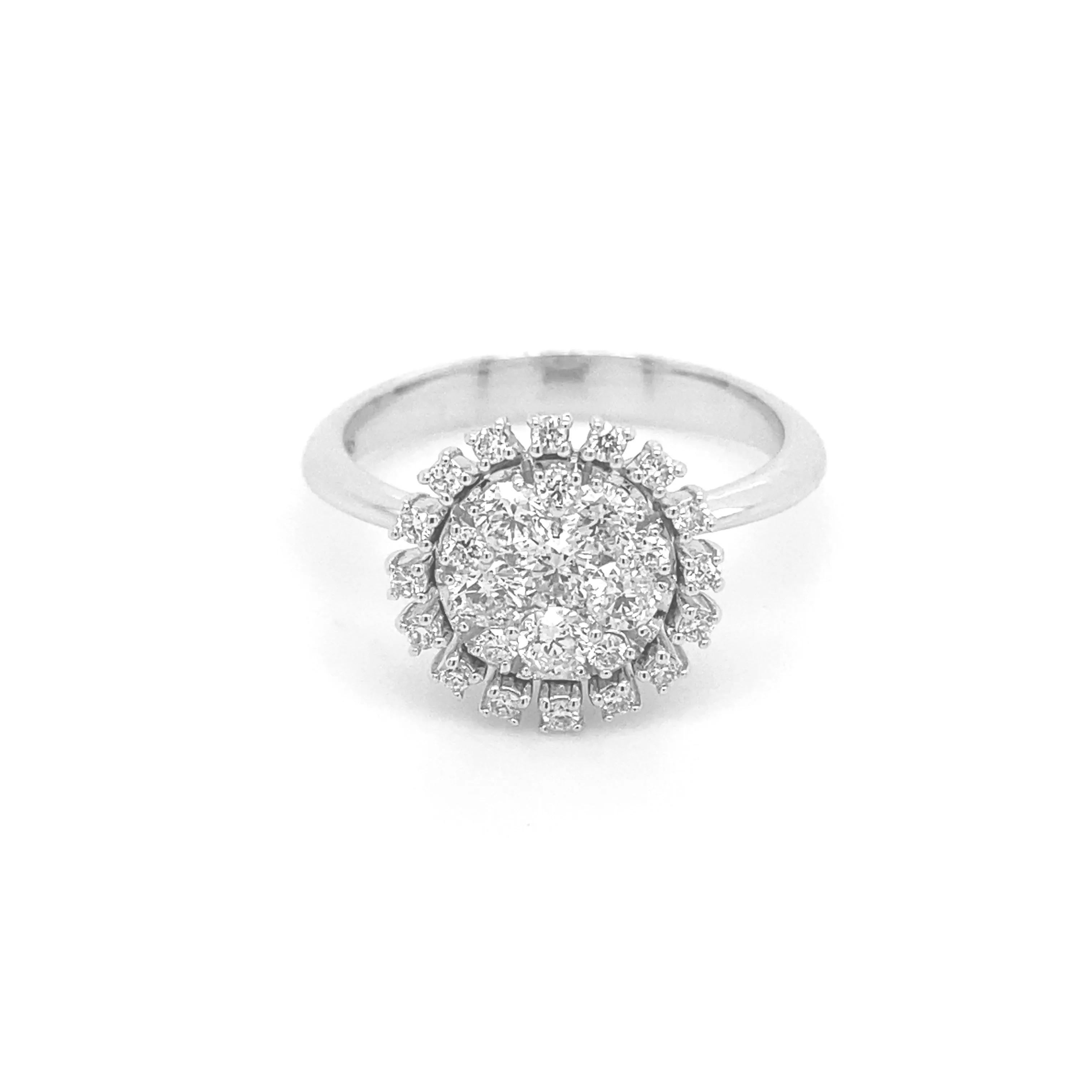 Sun Burst Ring White Gold R023N