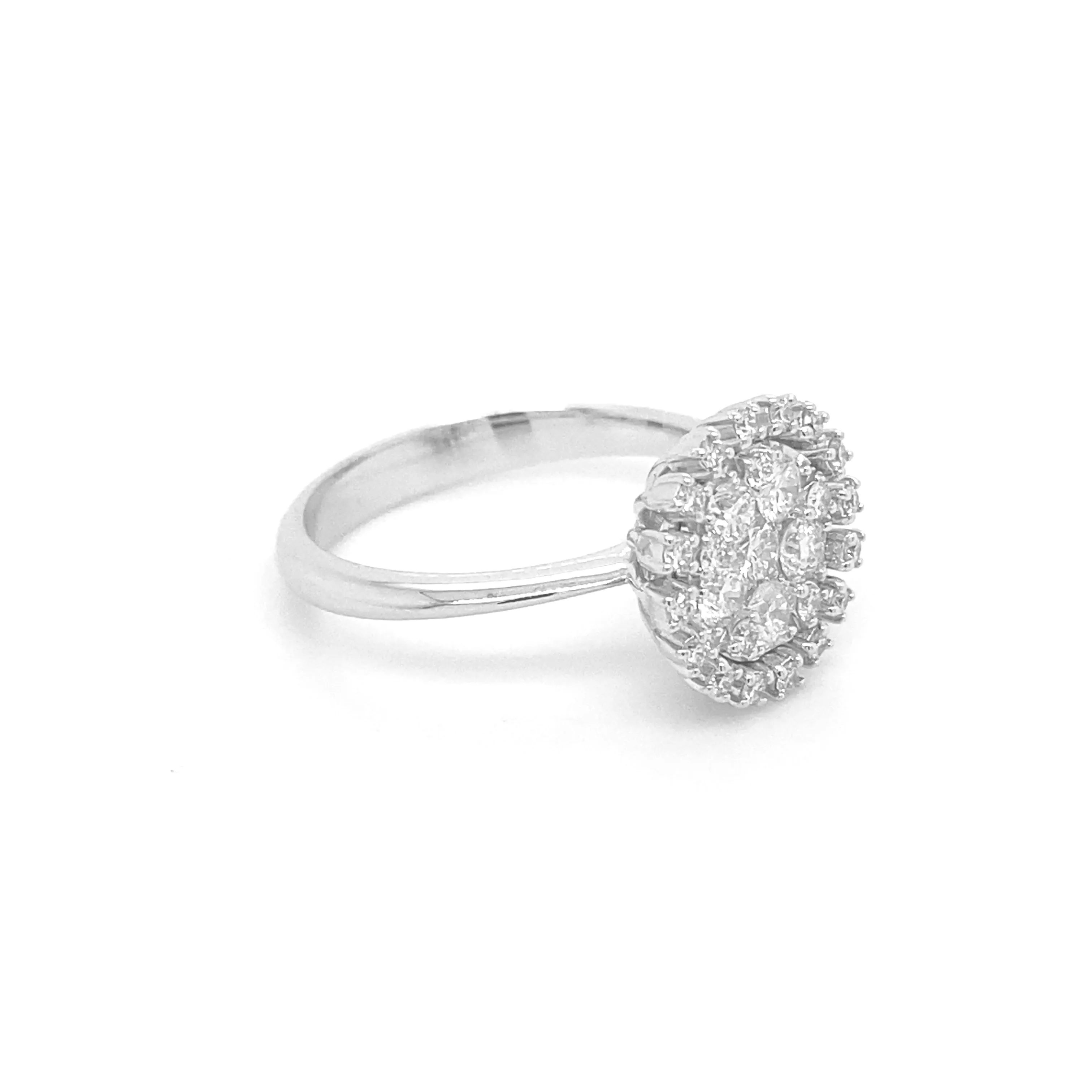 Sun Burst Ring White Gold R023N