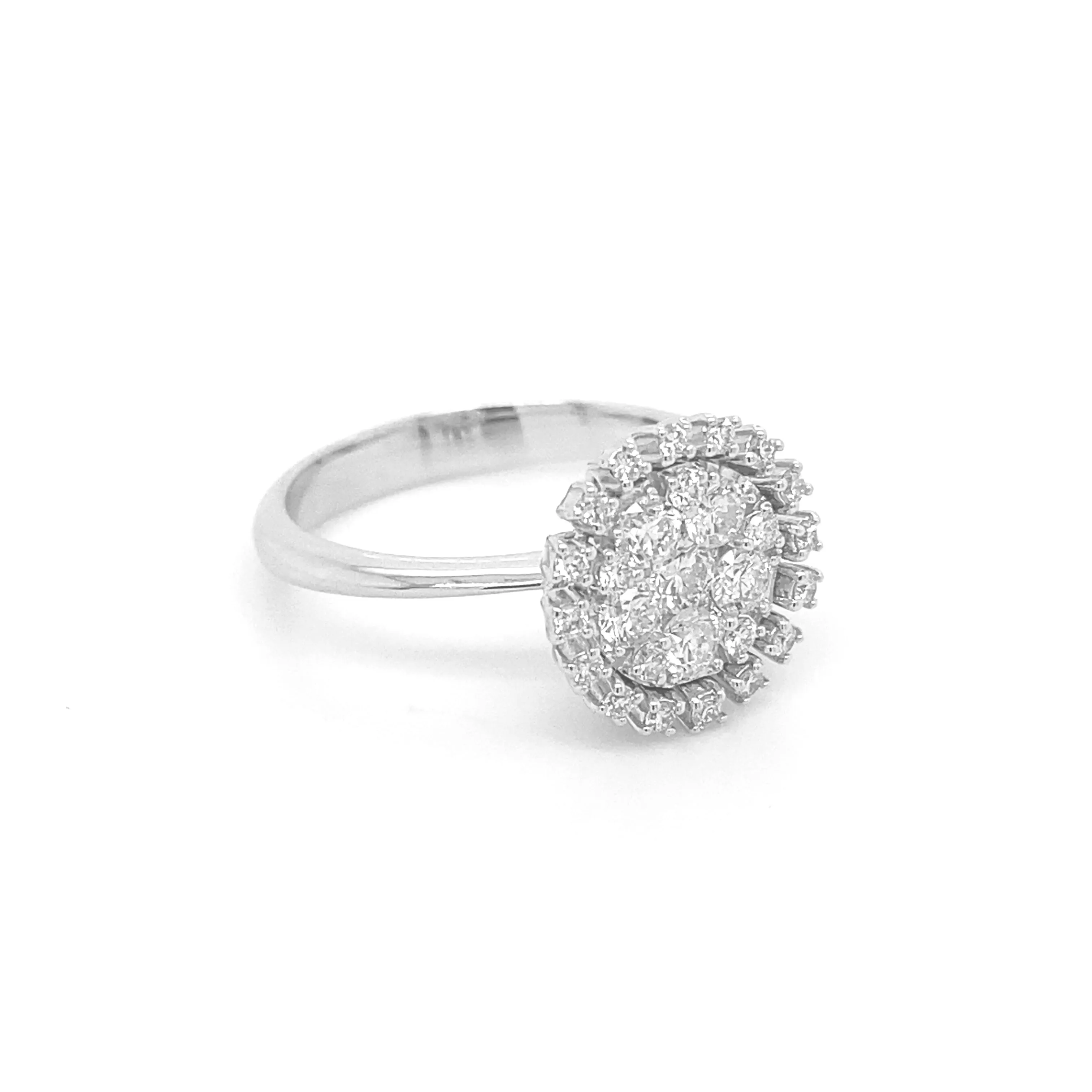 Sun Burst Ring White Gold R023N