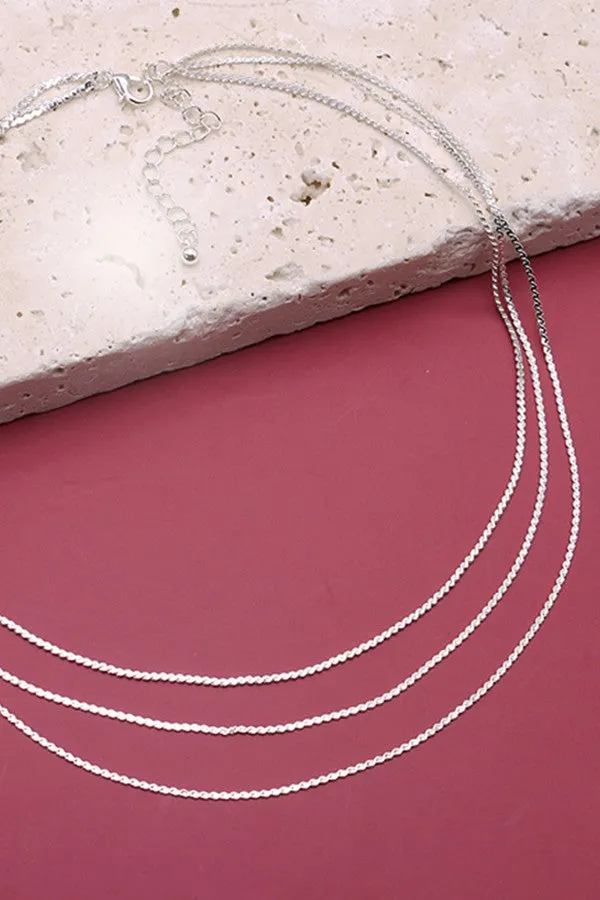 Triple Thin Flat Chain Necklace