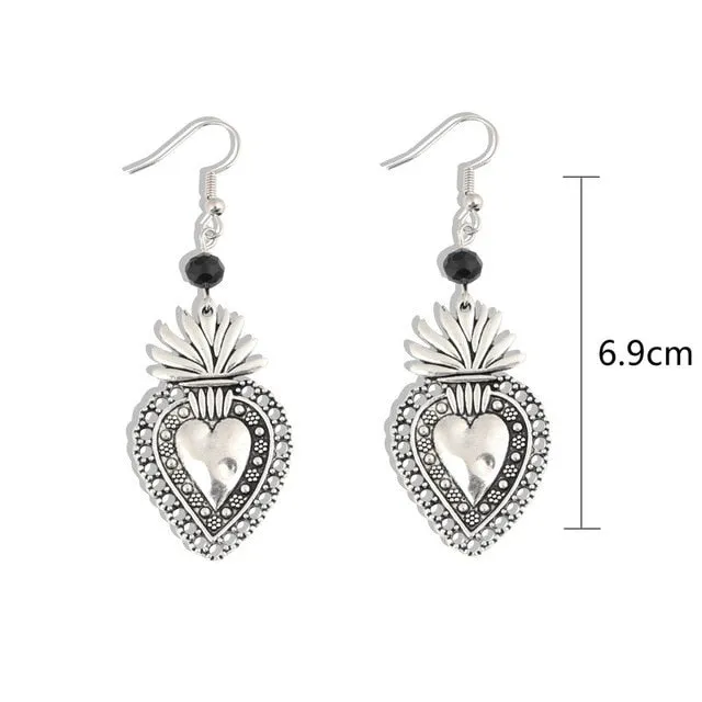 Vintage Witch Vampire Ghost Heart Magic Mirror Skeleton Drop Earrings Gothic Dangling Jewelry Gift